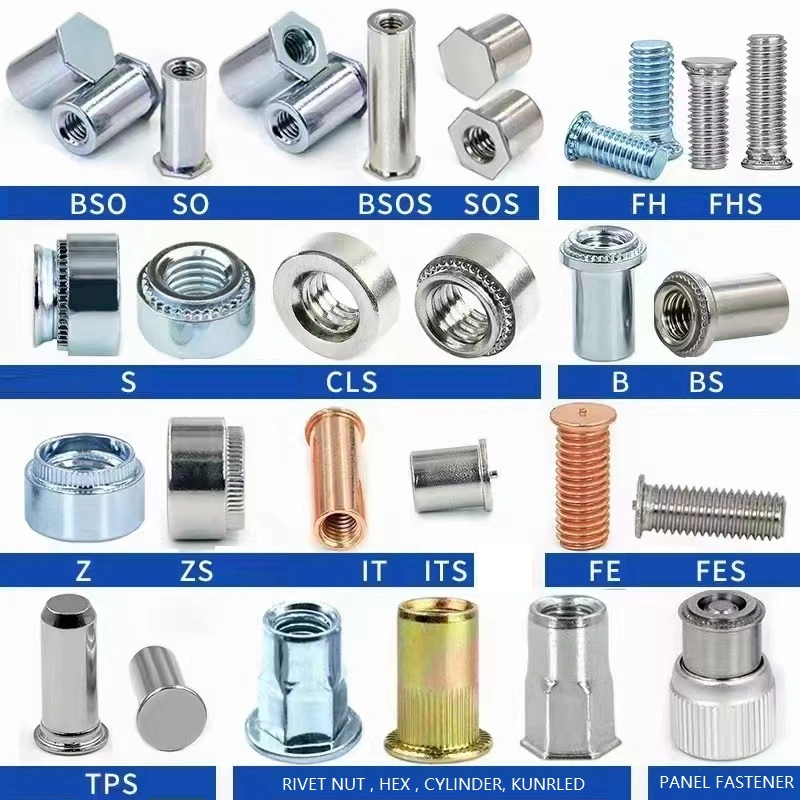 Manufacturer Stainless Steel Aluminum Flat Head Knurled Insert Rivet Nuts Avk Nut