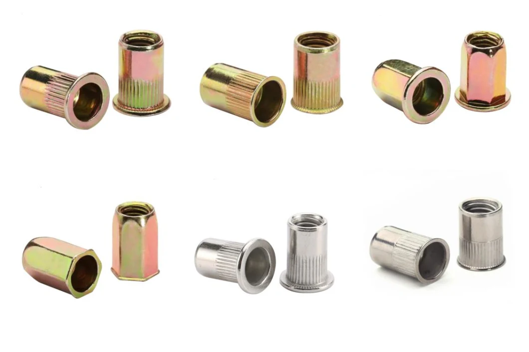 Large Head, Flat Head Rivet Nuts, Reduce Head. Thin Head Rivet Nuts, Small Csk Head, Csk Head Rivet Nut Knurled Body, Full Hex Body. Blind Rivet Insert Nuts.