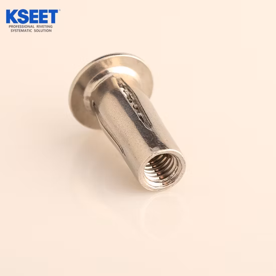 Заклепка-гайка из нержавеющей стали с плоской головкой и прорезью